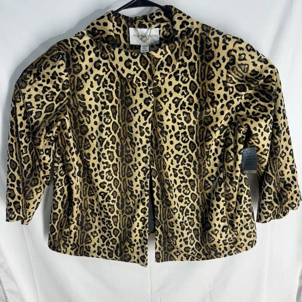Vintage‎ Jaclyn Smith Leopard Print Woman's XL Swing Jacket NWT Deadstock 90's